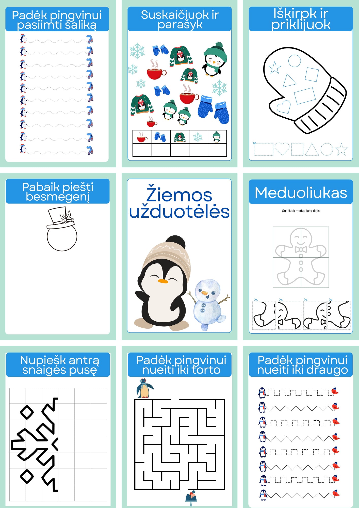 Žiemos užduotėlės darželinukams