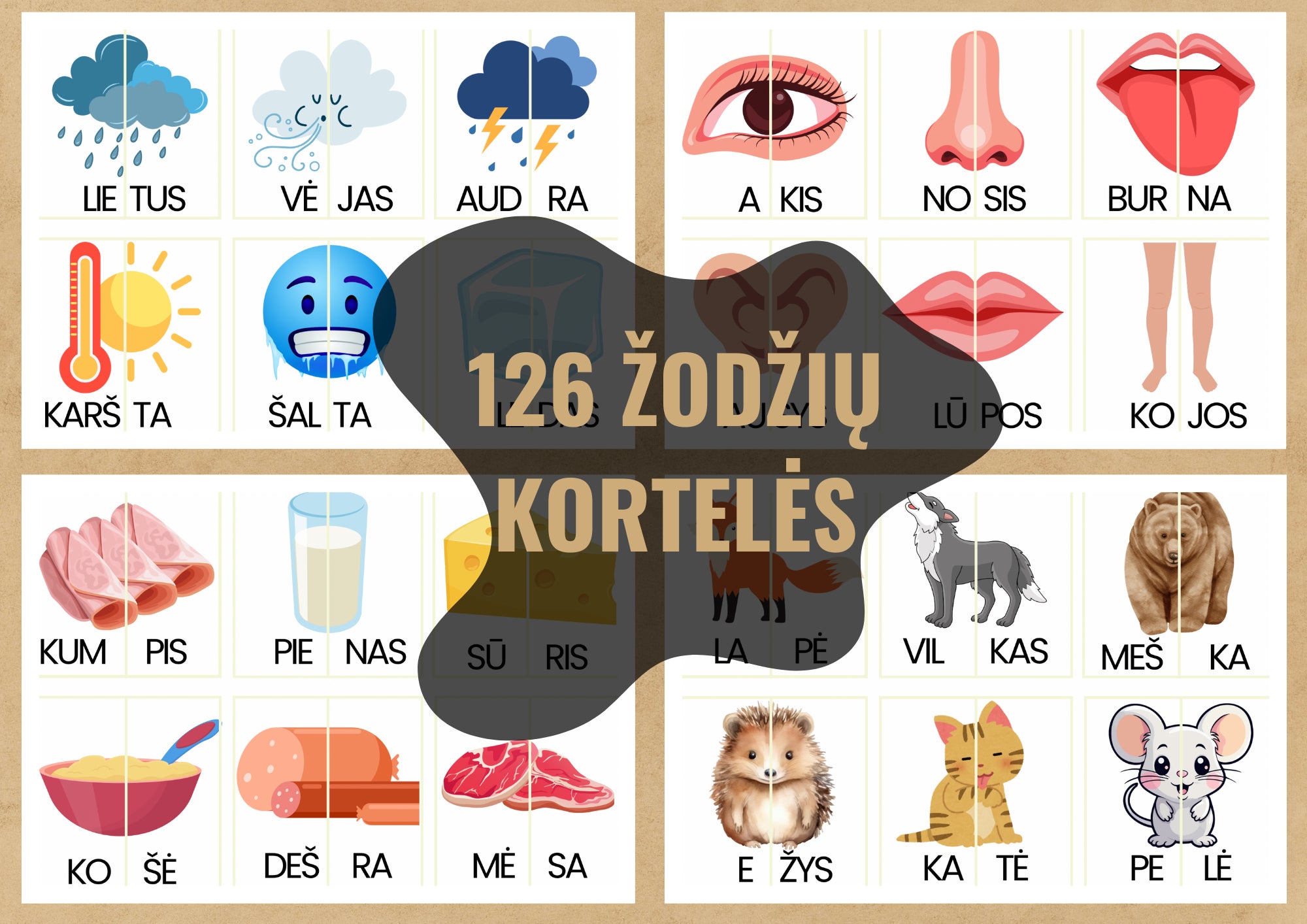 Žodžių kortelės/dėlionė