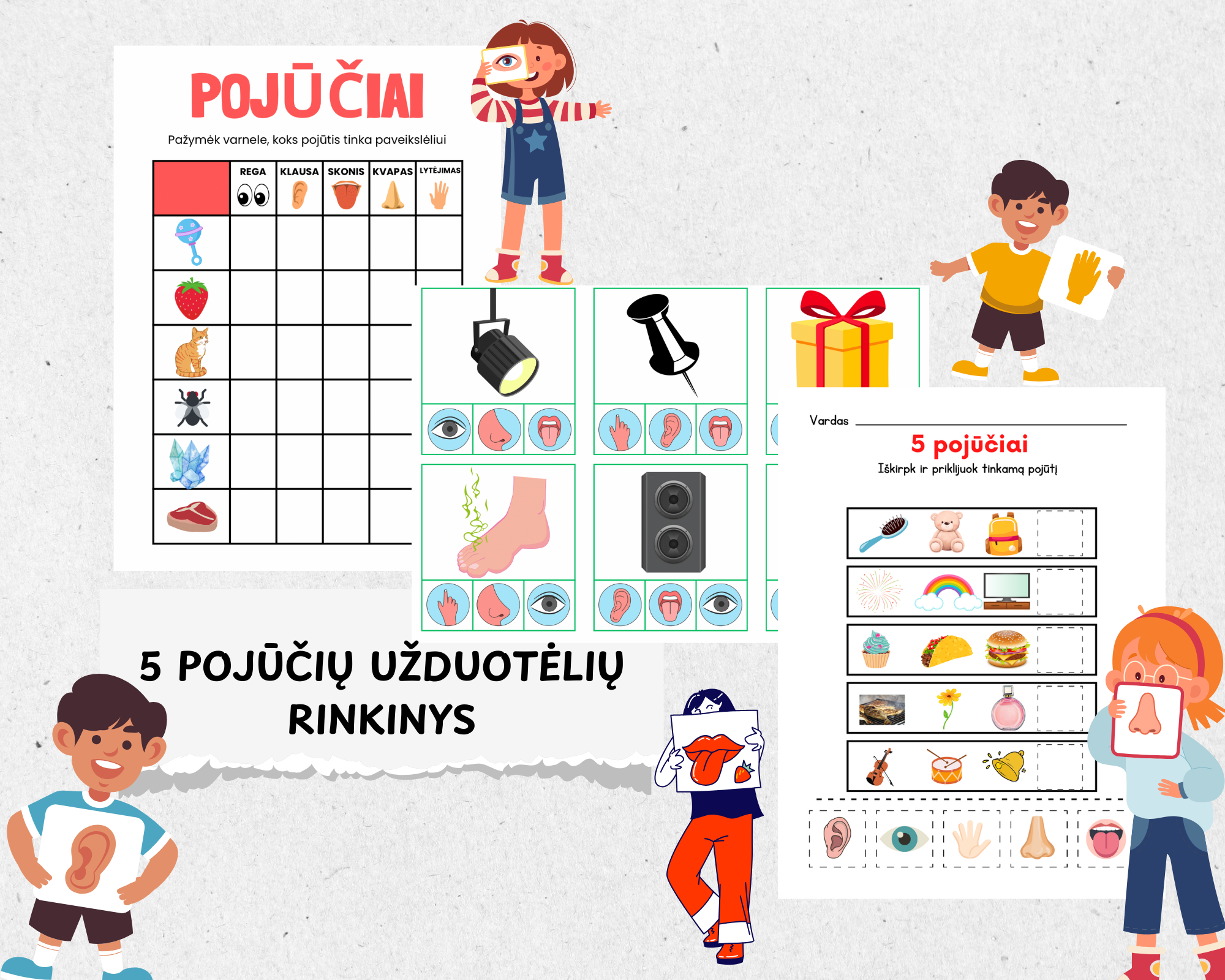 Pojūčių kortelės ir užduotėlės