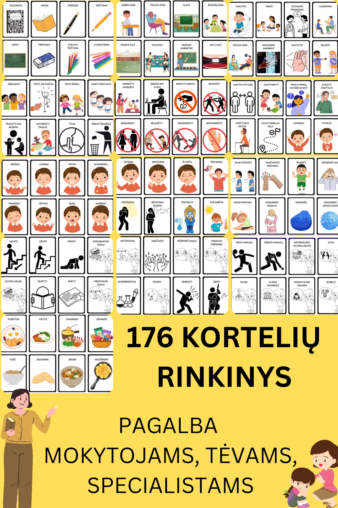 176 kortelių rinkinys